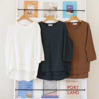 3/4-sleeve Dip-back Boxy T-shirt