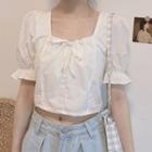 Short-sleeve Square-neck Cropped Blouse