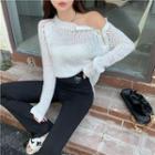 Cut-out Knit Sweater White - One Size