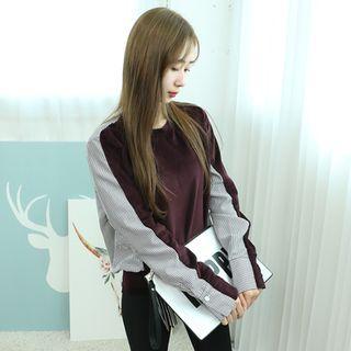 Stripe Shirt-trim Pullover