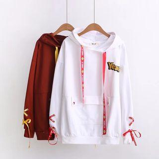 Lace-up Detail Hooded Sweatshirt