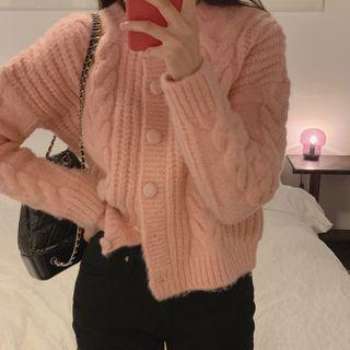 Pinky Cable-knit Cardigan Pink - One Size