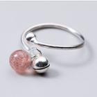 925 Sterling Silver Bead & Bell Open Ring