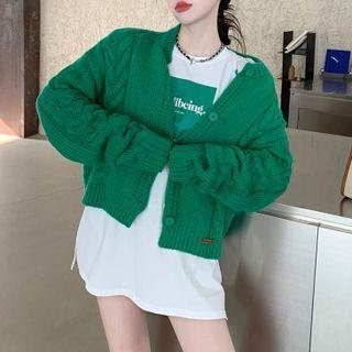 Round Neck Cardigan / Lettering T-shirt