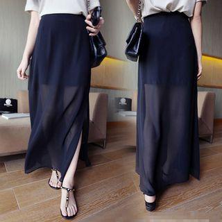 Chiffon Maxi Skirt Black - One Size