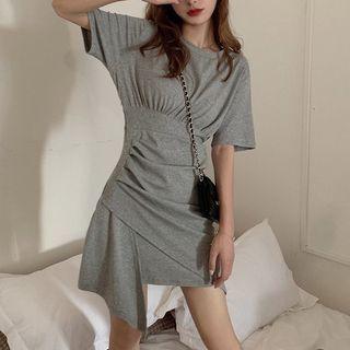 Short-sleeve Asymmetrical Mini T-shirt Dress