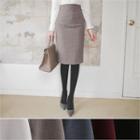 High-waist Brushed Fleece Lined Pencil Skirt