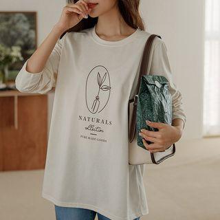 Illustration-printed Longline T-shirt
