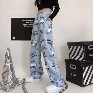 Rabbit Print Wide-leg Pants