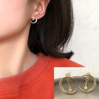 Crescent Stud Earring As Shown In Figure - One Size