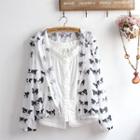 Print Hooded Jacket / Buttoned Camisole Top