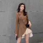 Mesh Panel Mini A-line Coat Dress