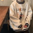 Long-sleeve Printed Pullover Light Gray - One Size