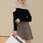 Round-neck Two-tone Cutout Sweater