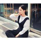 Deep V-neck Wide-leg Jumper Pants