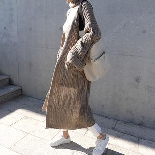 Rib Knit Maxi Open Cardigan