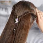 Retro Faux Pearl Flower Hair Clip White & Purple - One Size