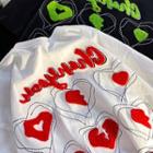 Letter Heart Embroidered T-shirt