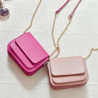 Chain Strap Faux Leather Cross Body Bag