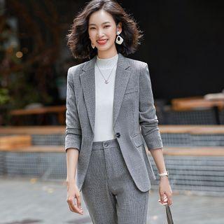 Plaid Blazer / Mini Pencil Skirt / Dress Pants / Shirt / Set