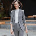 Plaid Blazer / Mini Pencil Skirt / Dress Pants / Shirt / Set