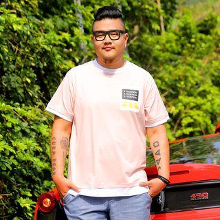 Short-sleeve Mock Two-piece Lettering T-shirt