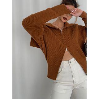 Sailor-collar Zipper Cardigan