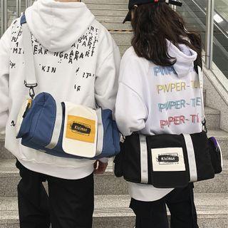 Color Block Lettering Carryall Bag