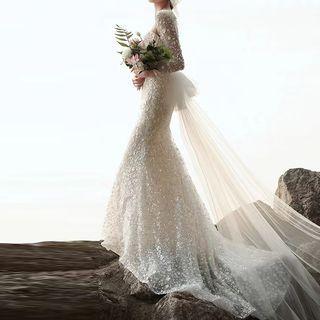 Long-sleeve Lace Bodycon Wedding Gown
