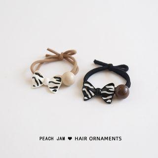 Zebra Print Bow Bead Hair Tie