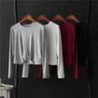 Long-sleeve Twist-front Crop Top