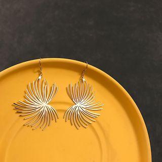 925 Sterling Silver Areca Palm Earrings 1 Pair - E245 - Silver - One Size
