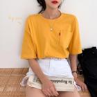 Pocket-front Drop-shoulder T-shirt In 10 Colors