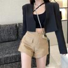 Cropped Open-front Blazer / Cropped Tank Top / High-waist Shorts