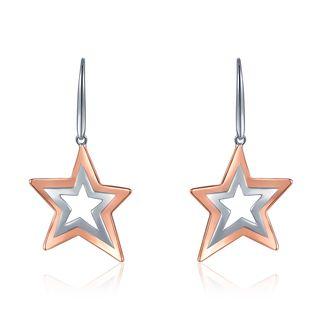 925 Sterling Silver Dangling Star Hook Earrings