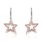 925 Sterling Silver Dangling Star Hook Earrings