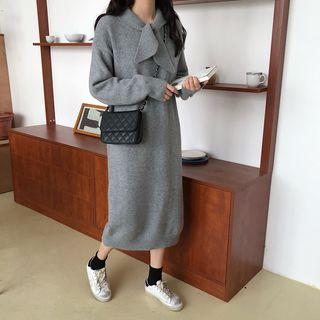 Tie-neck Midi Knit Dress