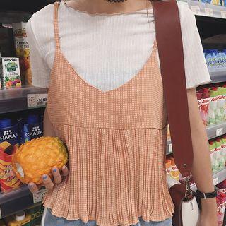 Check Pleated Camisole Top
