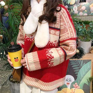 Christmas Knit Sweater Tangerine Red - One Size