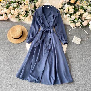 Long-sleeve Double Breasted Maxi Coat Dress