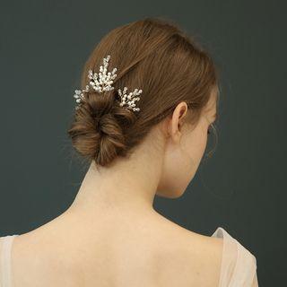 Wedding Faux Pearl Branches Hair Stick 3 Pcs - Gold - 1 Pcs L & 2 Pcs S