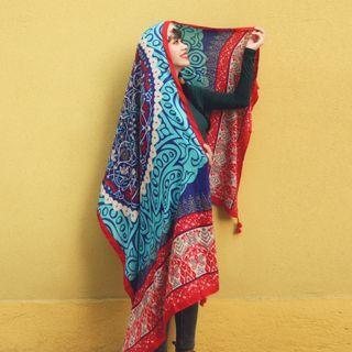 Tasseled Print Shawl