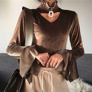 Velvet Bell-sleeve Top