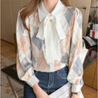 Argyle Animal Print Blouse