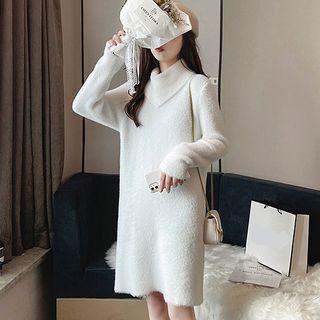 Faux Fur Midi Sweater Dress