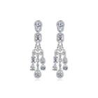 Fashion Vintage Geometric Tassel Earrings With Cubic Zirconia Silver - One Size
