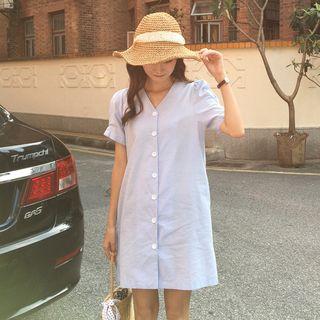 Short-sleeve V-neck Shirtdress