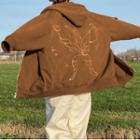 Butterfly Print Long-sleeve Hooded Zip Sweater