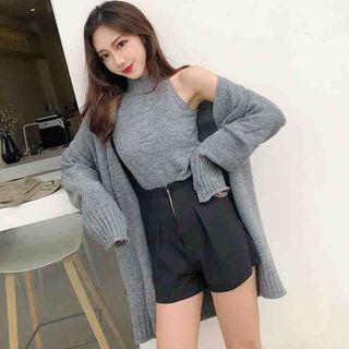 Open-front Cardigan / Halter Knit Top
