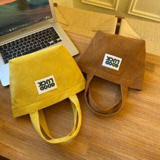 Lettering Corduroy Lunch Bag
